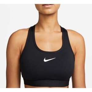 NWT Nike Swoosh Bra Black Medium Support Dri-FIT Size S